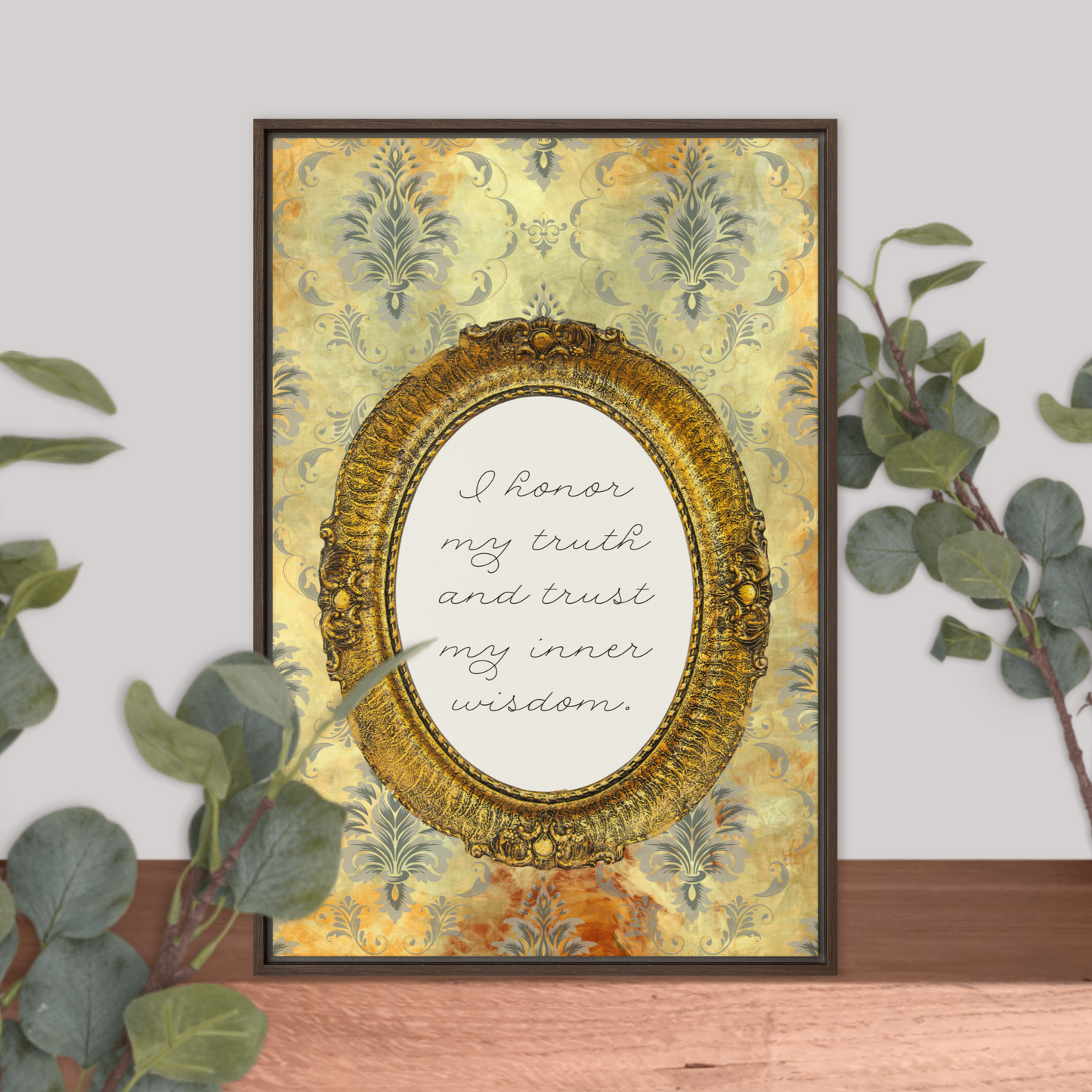 Vintage Feminine Mantras Wall Art – 'Trust Yourself, Honor Your Truth'