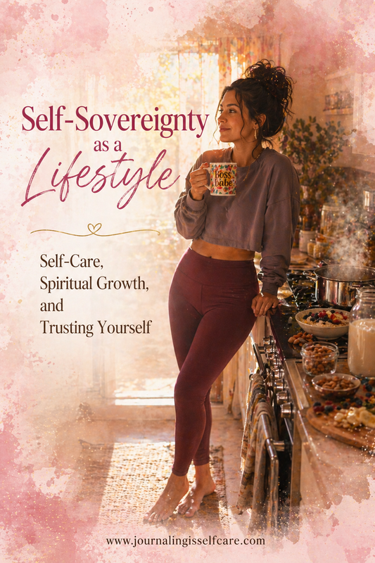 Woman standing in kitchen representing self sovereignty lifestyle and choosing yourself in everyday life