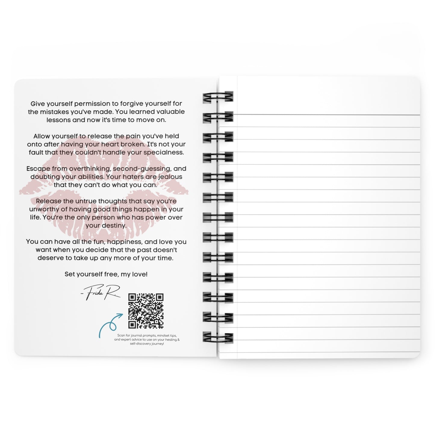 Gratitude Journal: A Journal For Women with an image of a kiss on it.