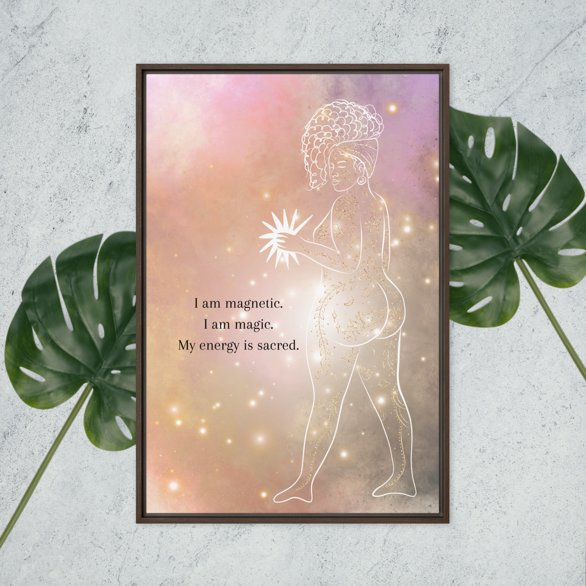 Add a touch of spirituality to your space with the Sacred Prayer Spiritual Decor poster featuring a woman holding a star. Perfect for creating a positive environment in your home or office.