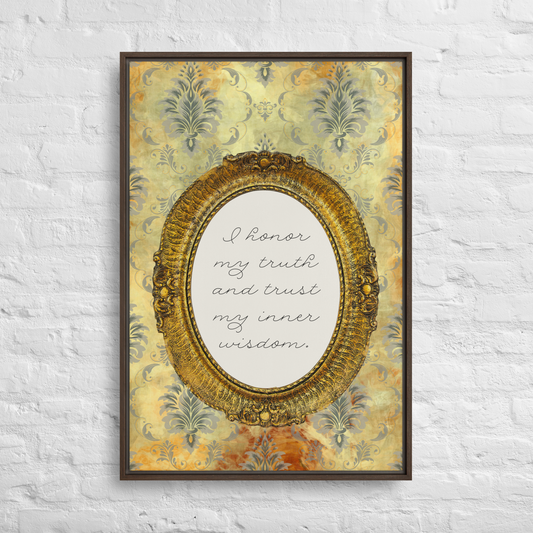 Vintage Feminine Mantras Wall Art – 'Trust Yourself, Honor Your Truth'