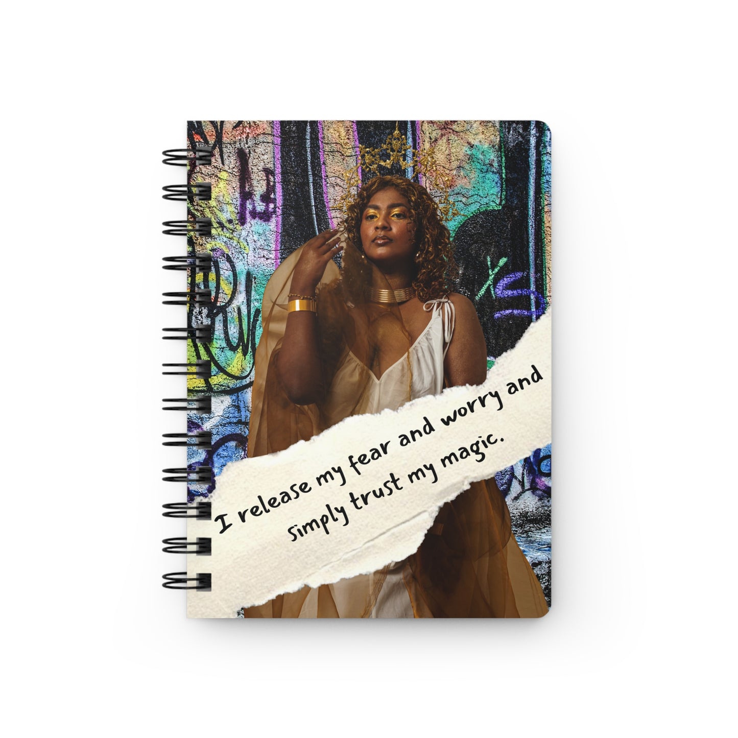 A Trust Your Magic "Spellbook" with a picture of a woman and a quote.