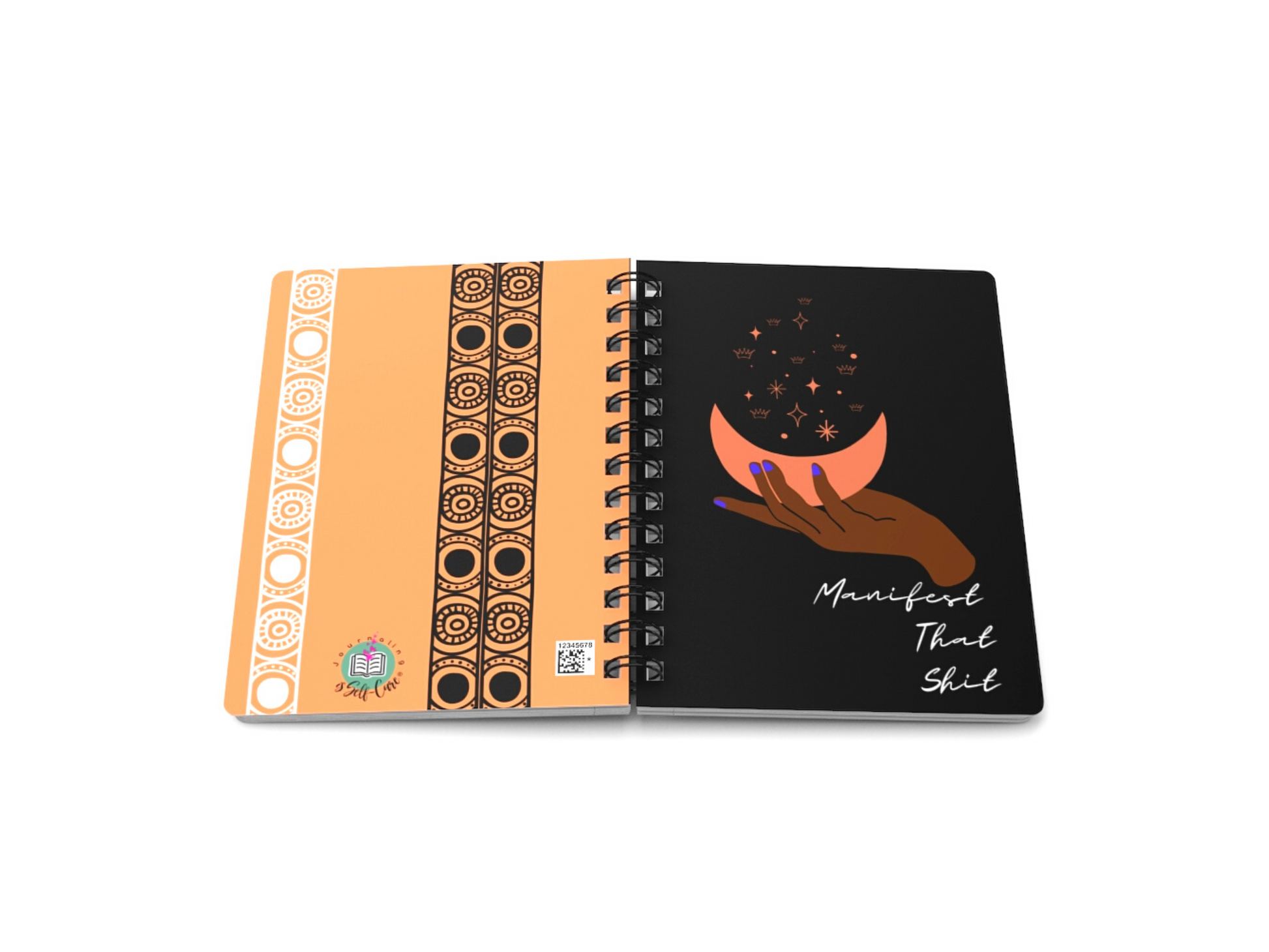 A "Manifest That Shit" Manifesting Journal to Access Your Inner Power with an image of a hand and a moon, perfect for manifesting journaling.